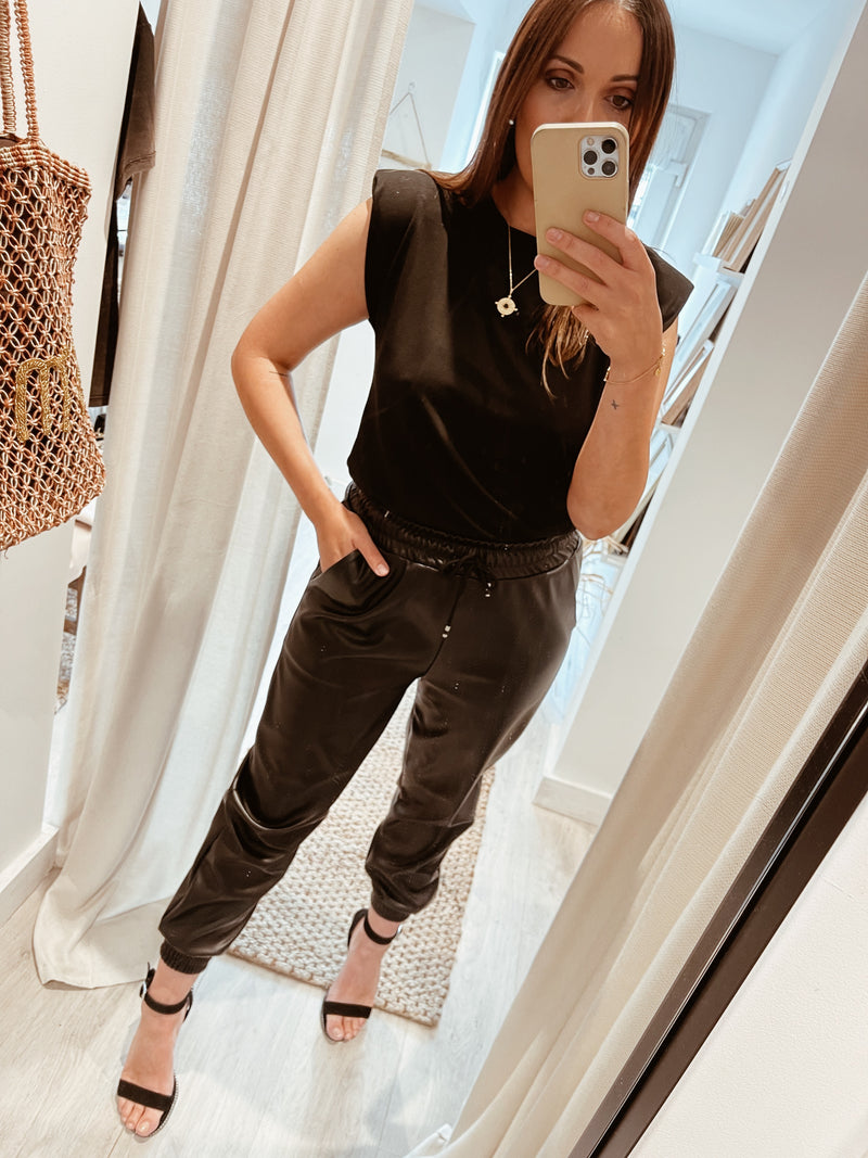 Nolita Shoulder Pad T-shirt Black