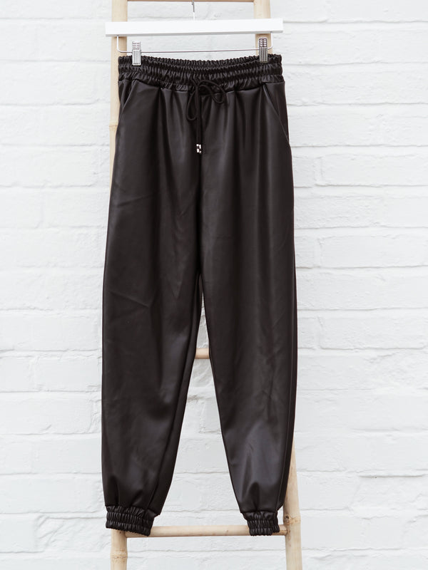 Downtown Leather Jogger Black