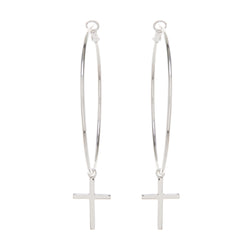 Silver Hoops with Cross