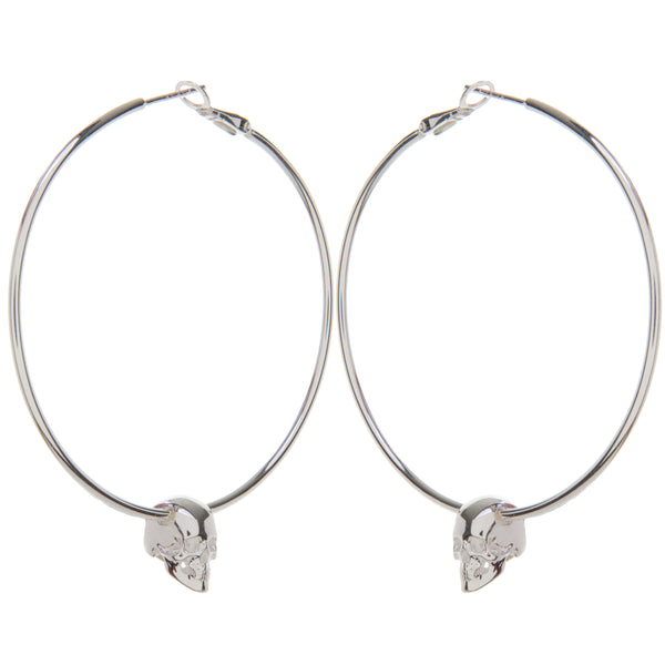 Silver Hoops with Skull