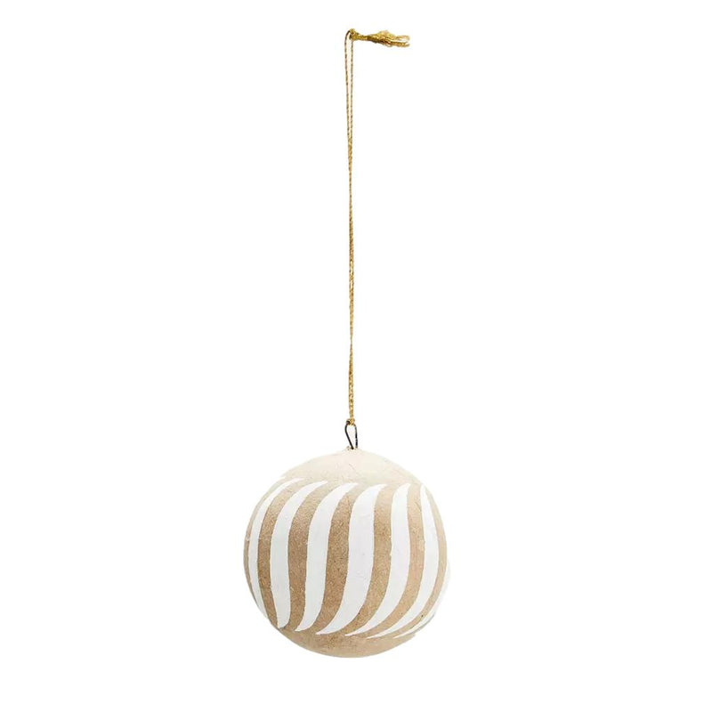 Hand-Painted Papier-mâché Bauble - Line Design