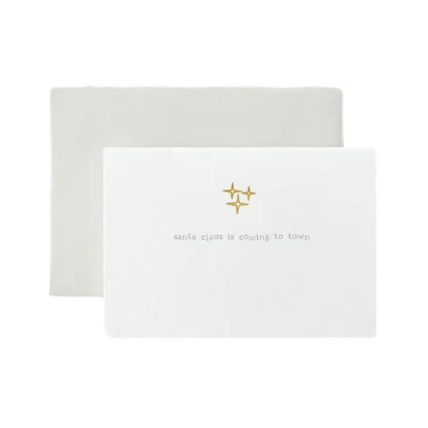Santa Claus Is Coming To Town - Christmas Hand Foil Greeting Card
